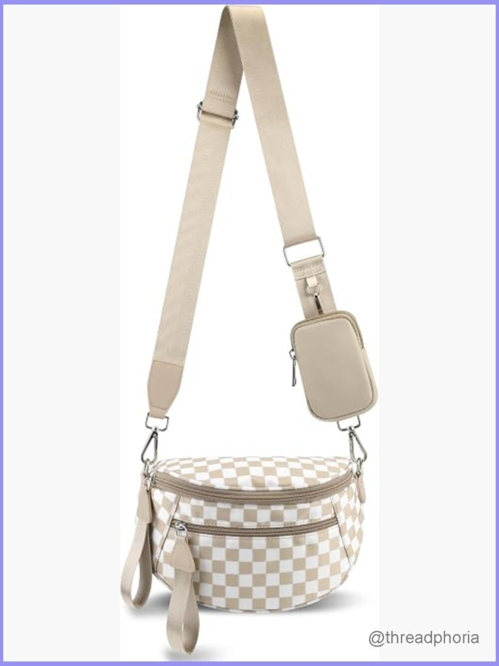 Spacious Checkered Crossbody Bag with RFID Coin Purse for Travel